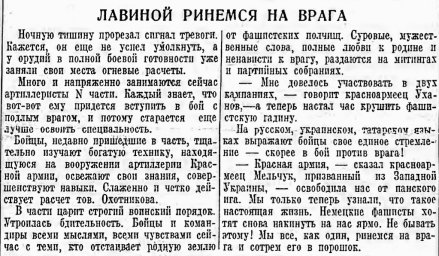 Лавиной ринемся на врага